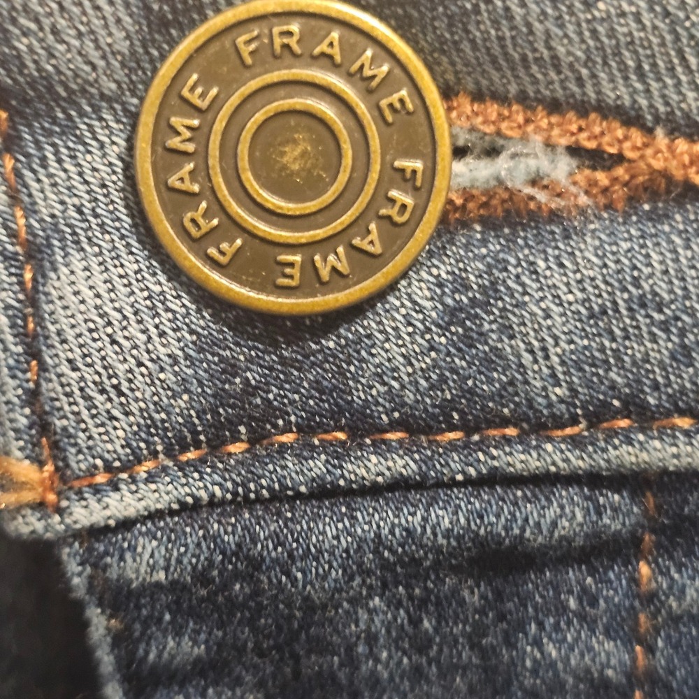 FRAME Le Crop Mini Boot Jeans Disarm‎ Blue High Rise Cropped Flare Size 31 - Picture 5 of 9